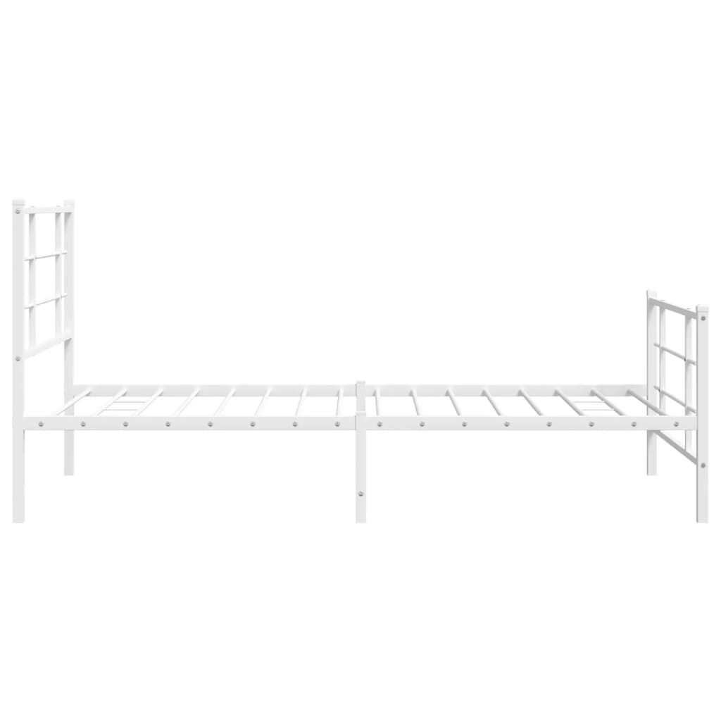 vidaXL Metalowa rama łóżka z wezgłowiem i zanóżkiem, biała, 100x200 cm