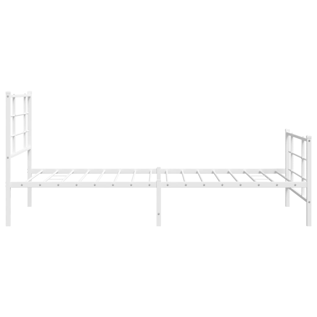 vidaXL Metalowa rama łóżka z wezgłowiem i zanóżkiem, biała, 107x203 cm