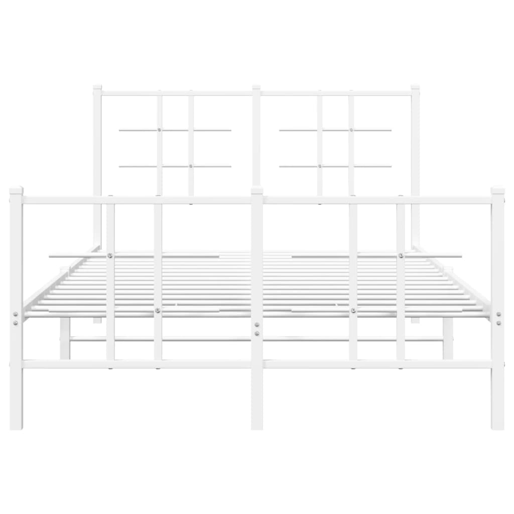 vidaXL Metalowa rama łóżka z wezgłowiem i zanóżkiem, biała, 120x200 cm