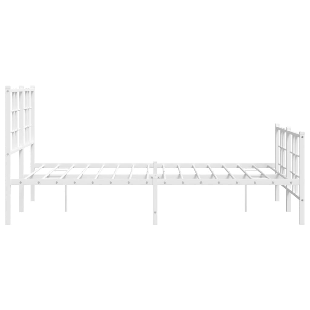 vidaXL Metalowa rama łóżka z wezgłowiem i zanóżkiem, biała, 120x200 cm