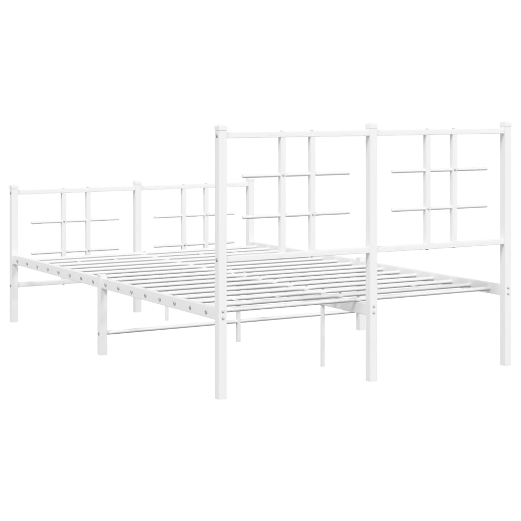 vidaXL Metalowa rama łóżka z wezgłowiem i zanóżkiem, biała, 120x200 cm
