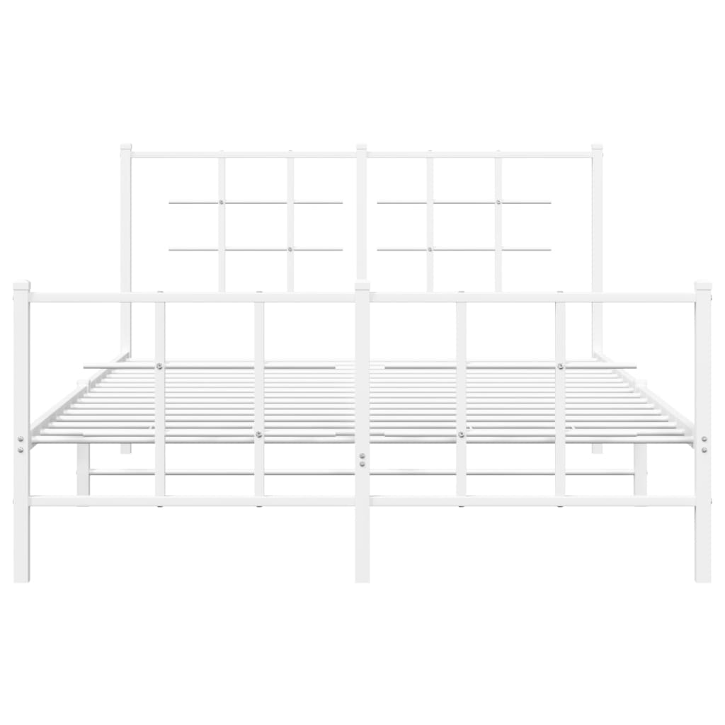 vidaXL Metalowa rama łóżka z wezgłowiem i zanóżkiem, biała, 140x190 cm