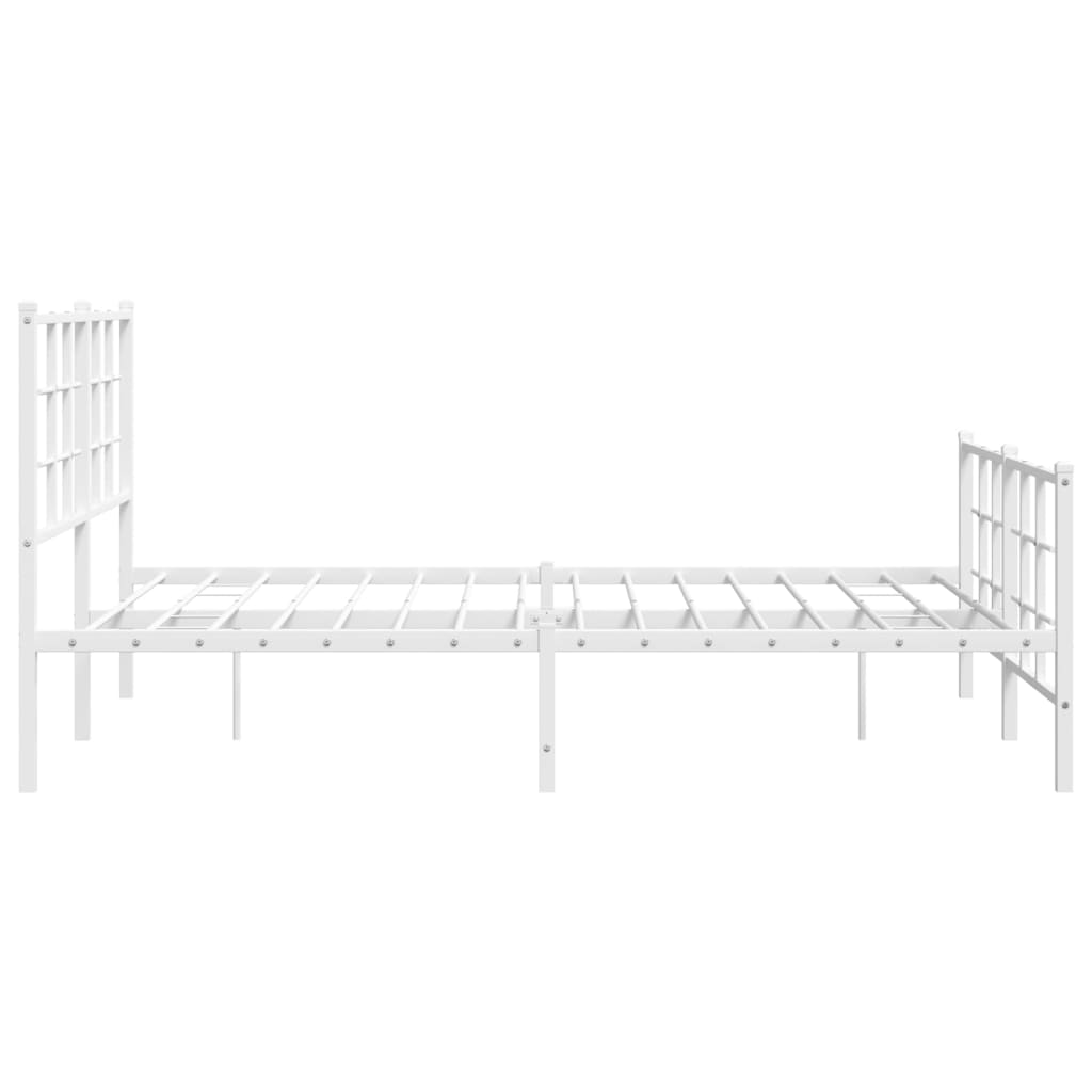 vidaXL Metalowa rama łóżka z wezgłowiem i zanóżkiem, biała, 140x190 cm