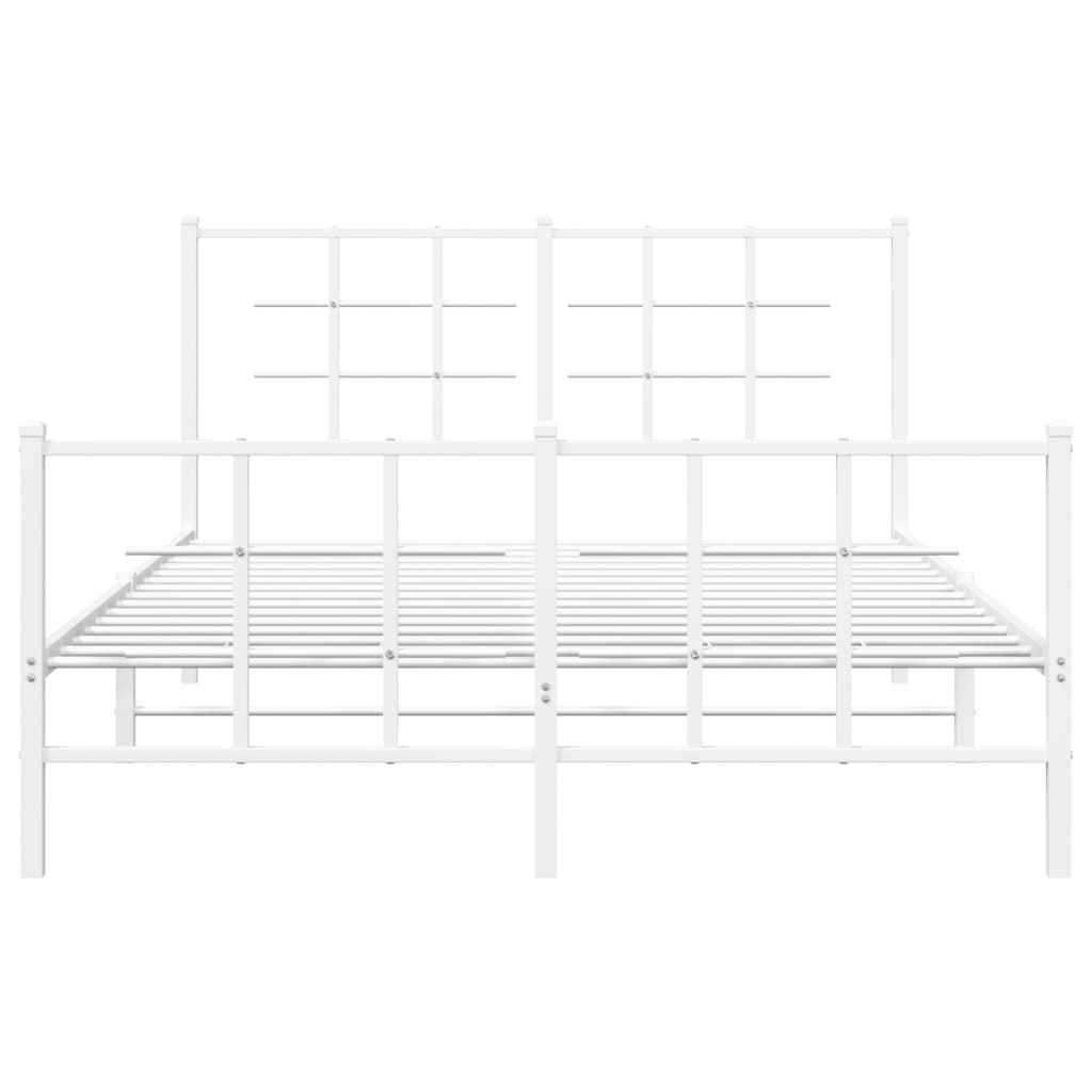 vidaXL Metalowa rama łóżka z wezgłowiem i zanóżkiem, biała, 140x200 cm