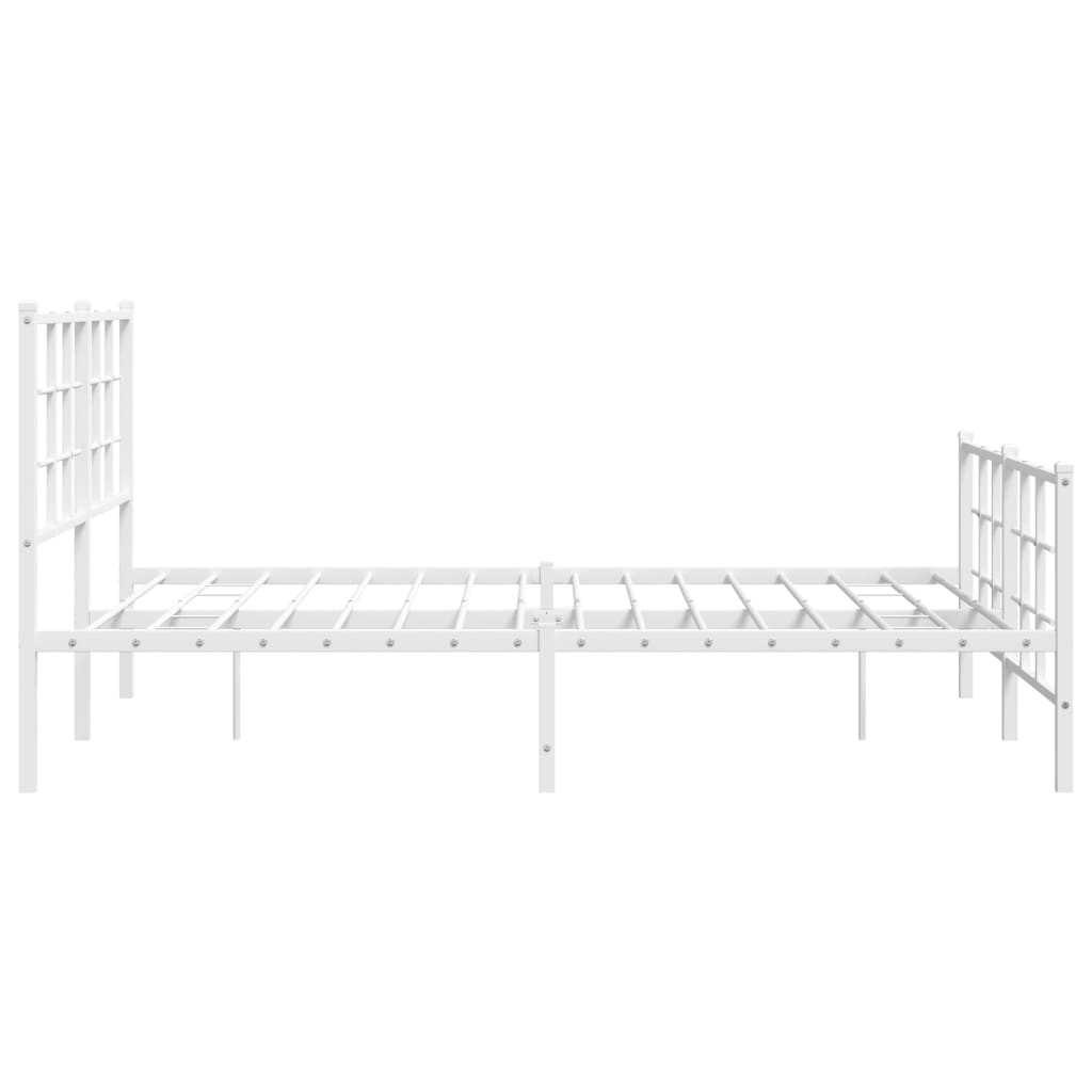 vidaXL Metalowa rama łóżka z wezgłowiem i zanóżkiem, biała, 140x200 cm