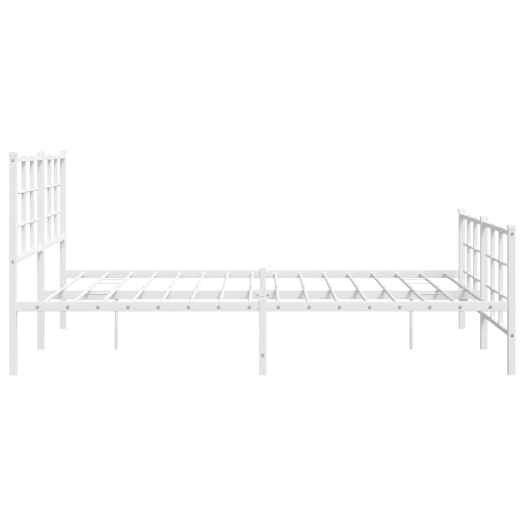 vidaXL Metalowa rama łóżka z wezgłowiem i zanóżkiem, biała, 150x200 cm