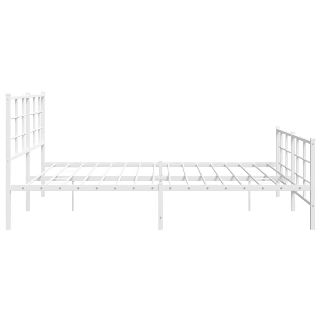 vidaXL Metalowa rama łóżka z wezgłowiem i zanóżkiem, biała, 183x213 cm