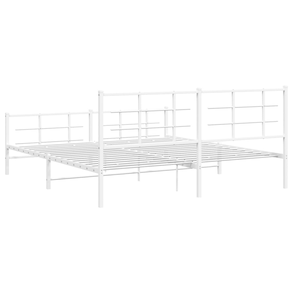 vidaXL Metalowa rama łóżka z wezgłowiem i zanóżkiem, biała, 183x213 cm