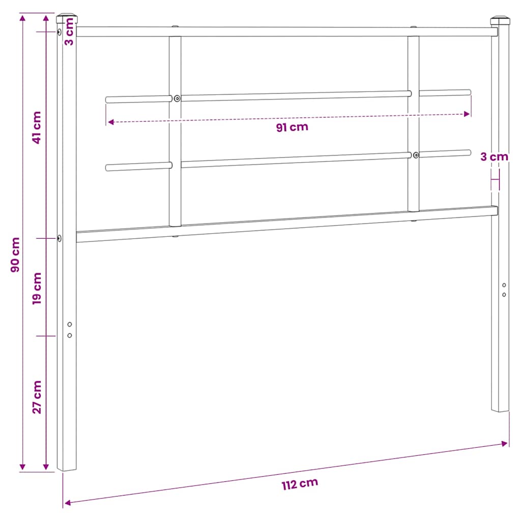 vidaXL Metalowe wymienne wezgłowie, białe, 107 cm