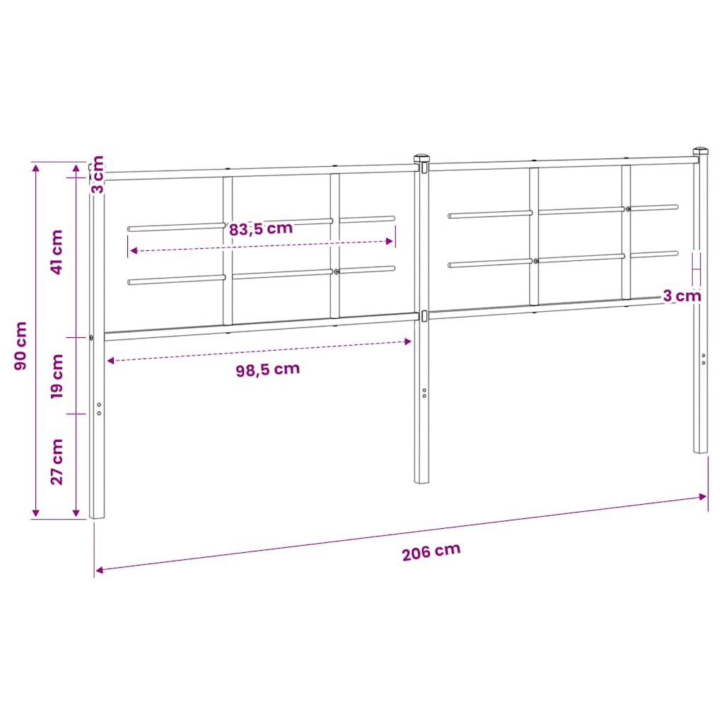 vidaXL Metalowe wymienne wezgłowie, białe, 200 cm