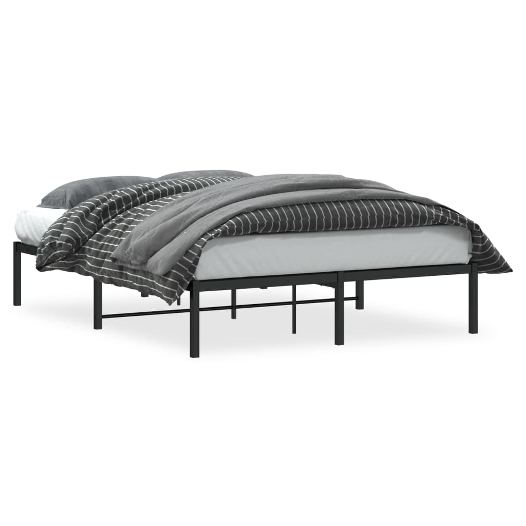 vidaXL Metalowa rama łóżka, czarna, 135x190 cm