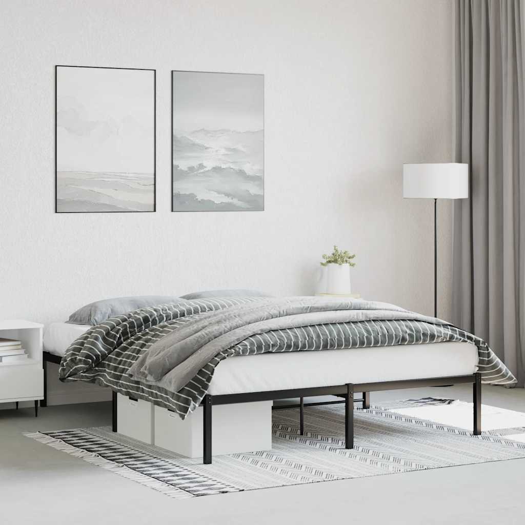vidaXL Metalowa rama łóżka, czarna, 160x200 cm
