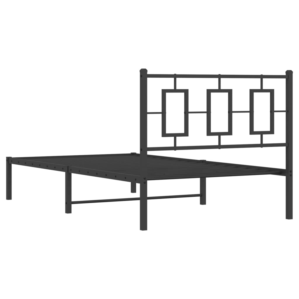 vidaXL Metalowa rama łóżka z wezgłowiem, czarna, 100x190 cm