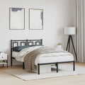 vidaXL Metalowa rama łóżka z wezgłowiem, czarna, 120x190 cm