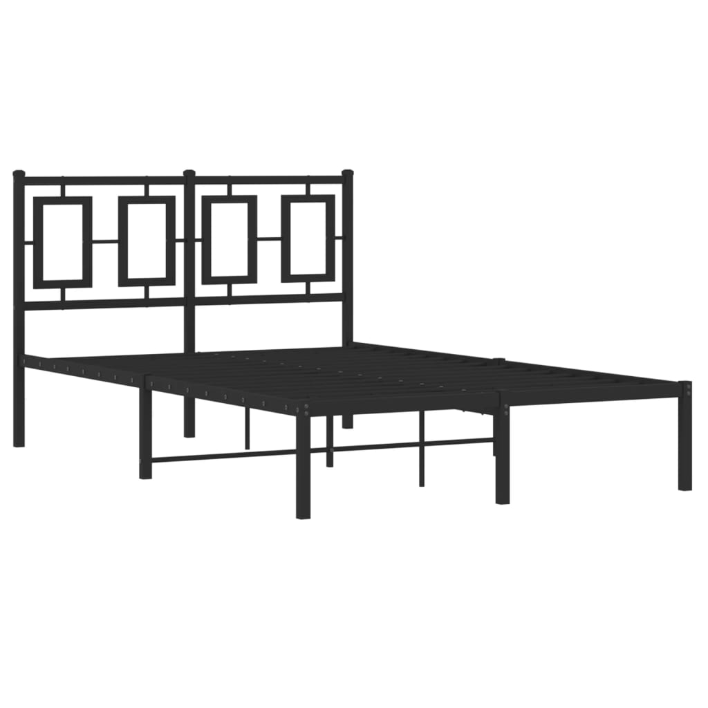 vidaXL Metalowa rama łóżka z wezgłowiem, czarna, 120x200 cm