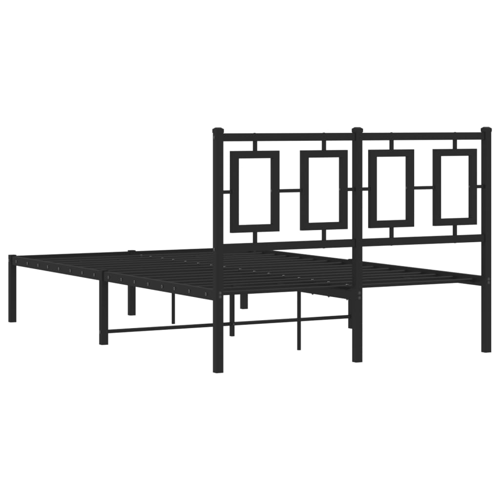 vidaXL Metalowa rama łóżka z wezgłowiem, czarna, 120x200 cm