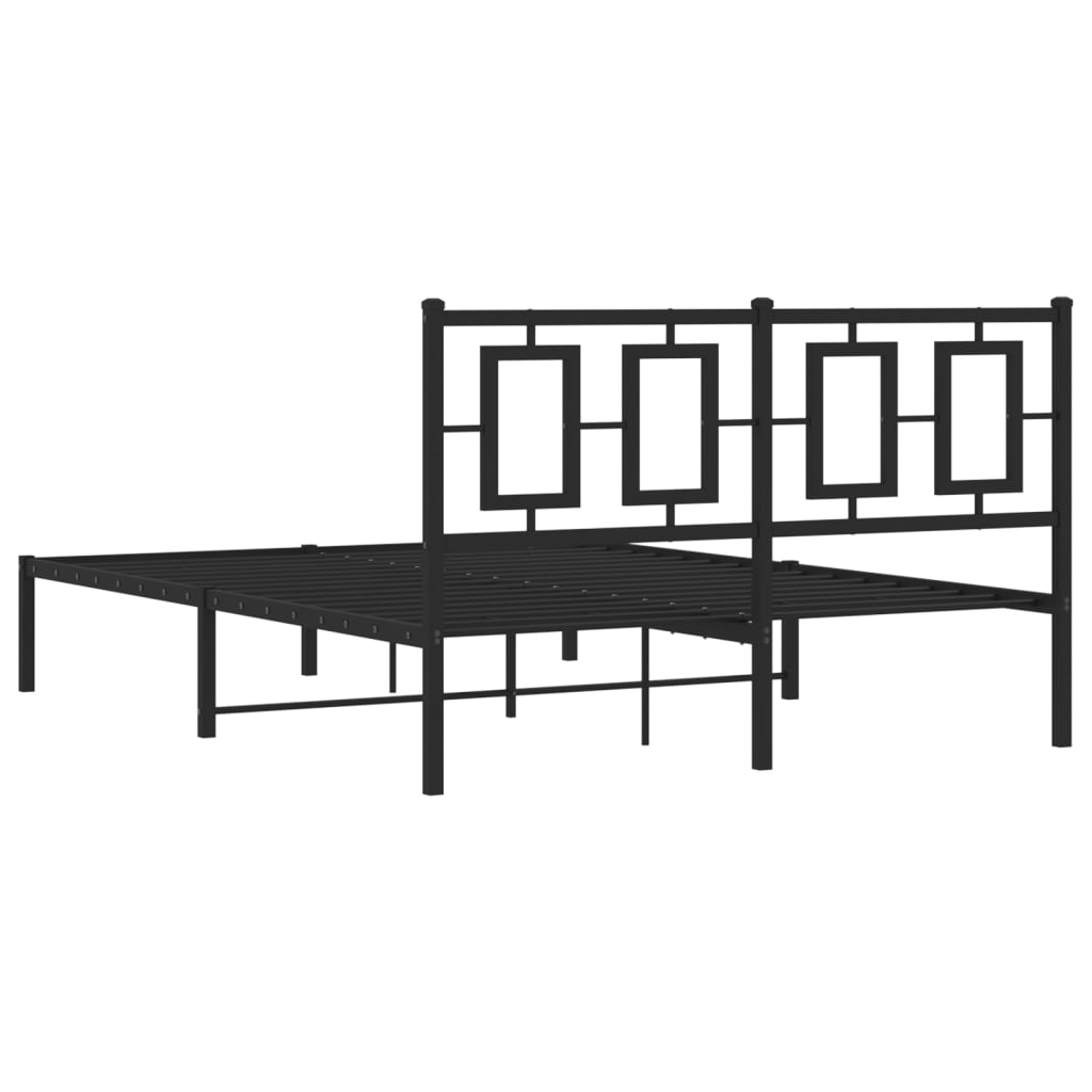 vidaXL Metalowa rama łóżka z wezgłowiem czarna, 140x200 cm