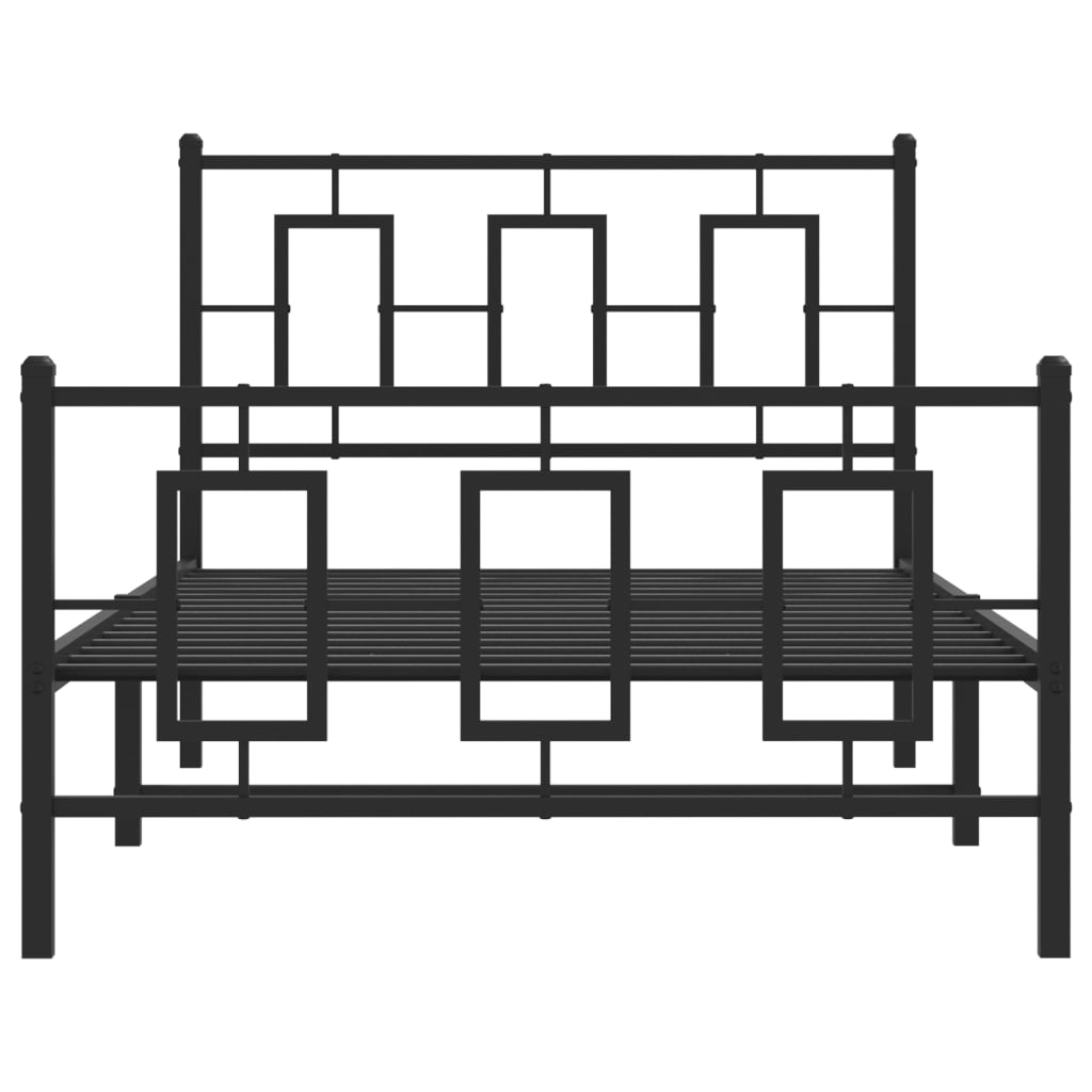 vidaXL Metalowa rama łóżka z wezgłowiem i zanóżkiem, czarna, 100x200cm