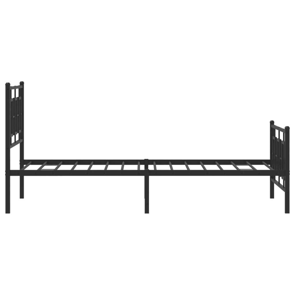 vidaXL Metalowa rama łóżka z wezgłowiem i zanóżkiem, czarna, 100x200cm