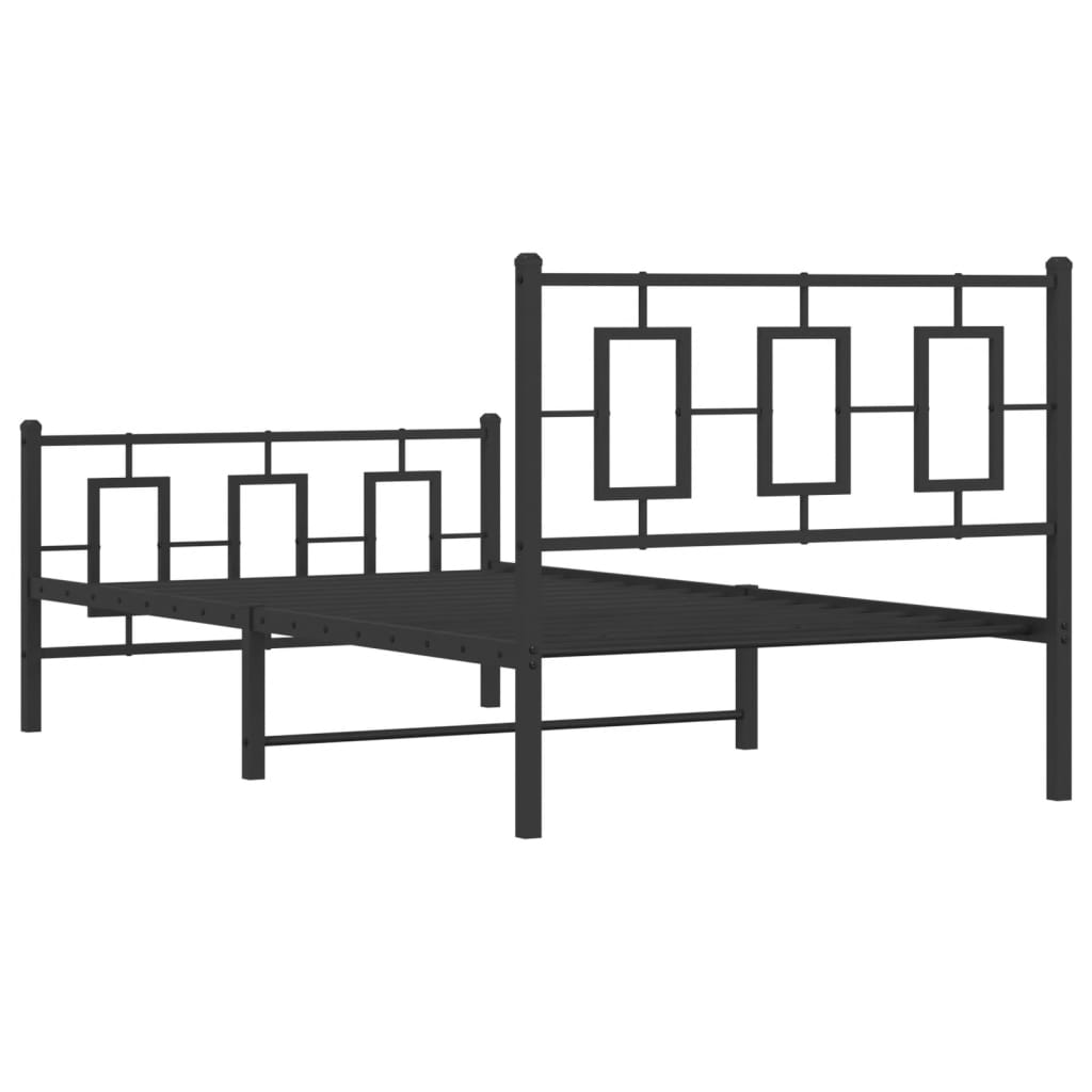 vidaXL Metalowa rama łóżka z wezgłowiem i zanóżkiem, czarna, 100x200cm