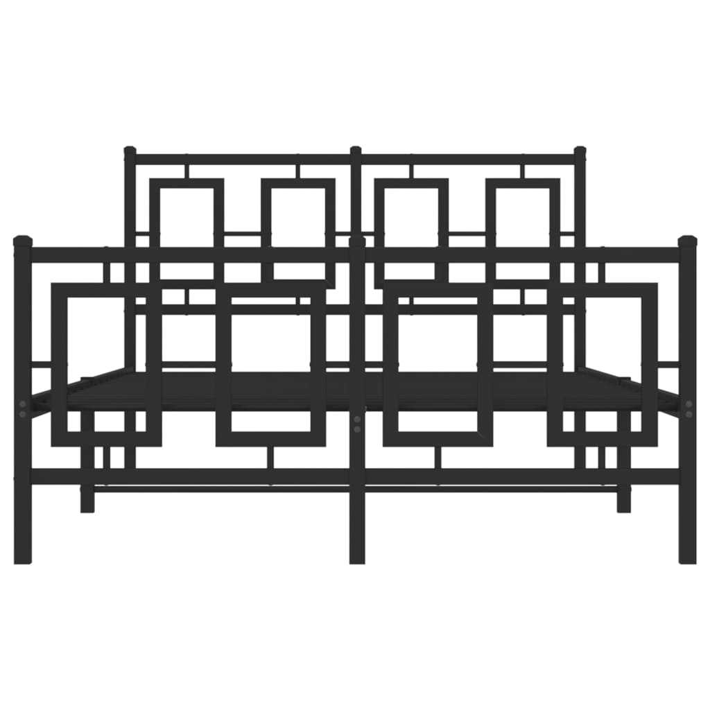 vidaXL Metalowa rama łóżka z wezgłowiem i zanóżkiem, czarna, 120x190cm