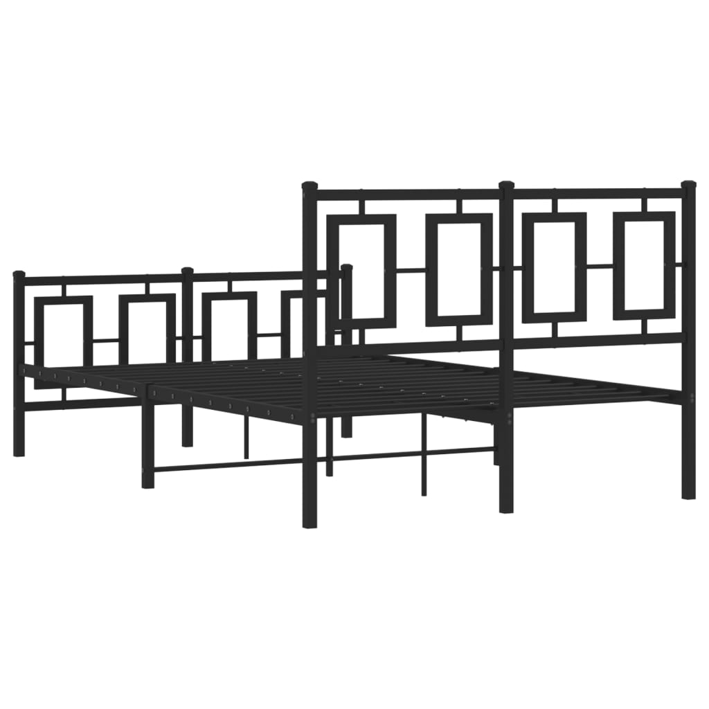 vidaXL Metalowa rama łóżka z wezgłowiem i zanóżkiem, czarna, 120x190cm