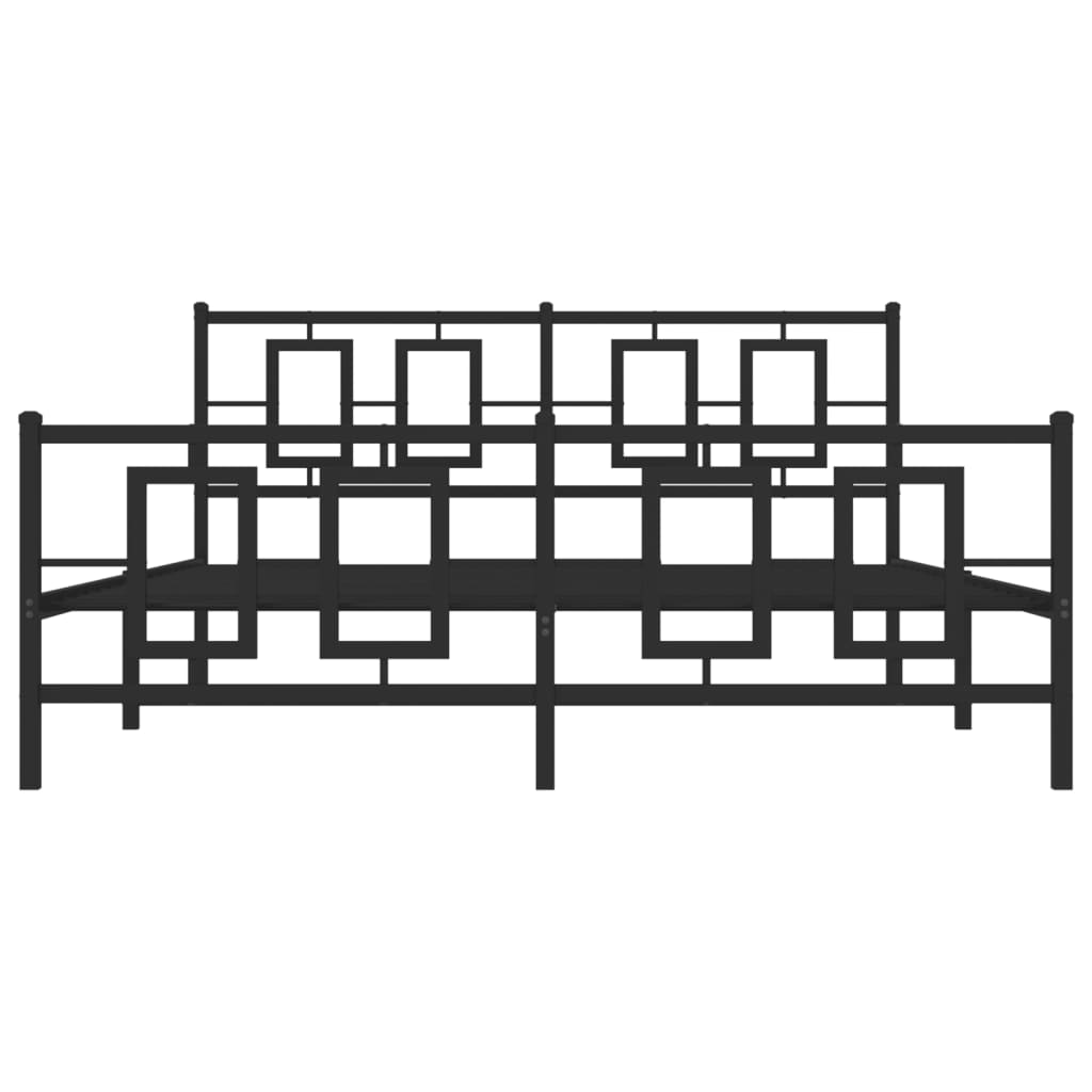 vidaXL Metalowa rama łóżka z wezgłowiem i zanóżkiem, czarna, 150x200cm