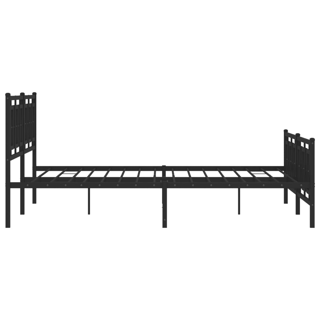 vidaXL Metalowa rama łóżka z wezgłowiem i zanóżkiem, czarna, 183x213cm