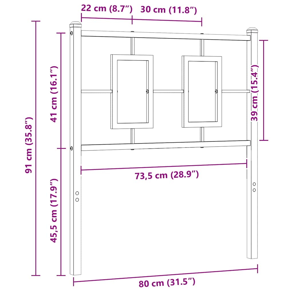 vidaXL Metalowe wymienne wezgłowie, czarne, 75 cm