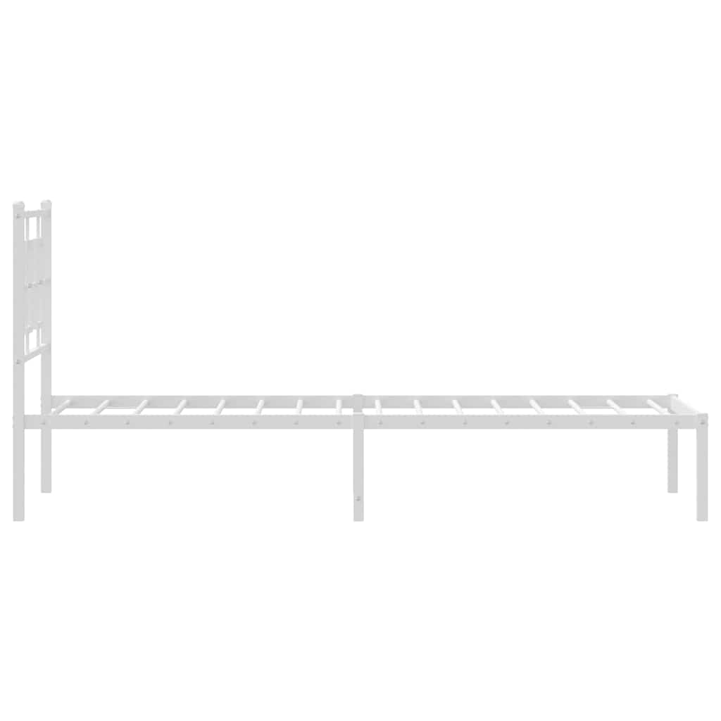vidaXL Metalowe łóżko z wezgłowiem, bez materaca, białe, 75x190 cm