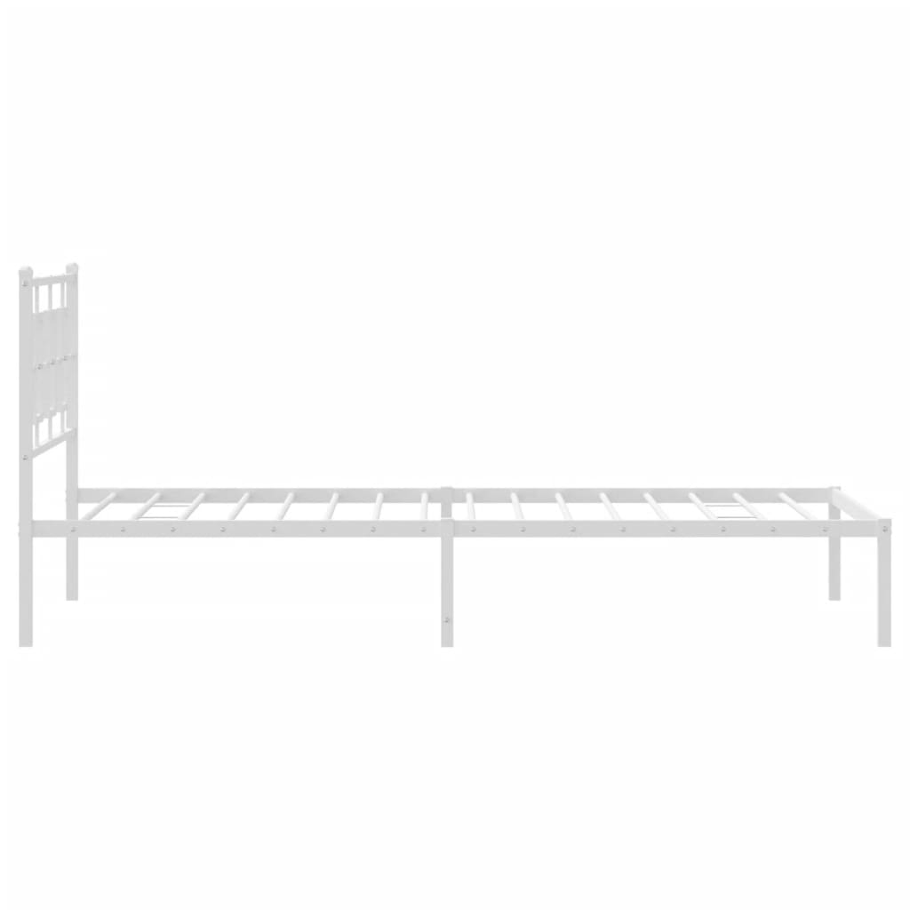 vidaXL Metalowa rama łóżka z wezgłowiem, biała, 107x203 cm