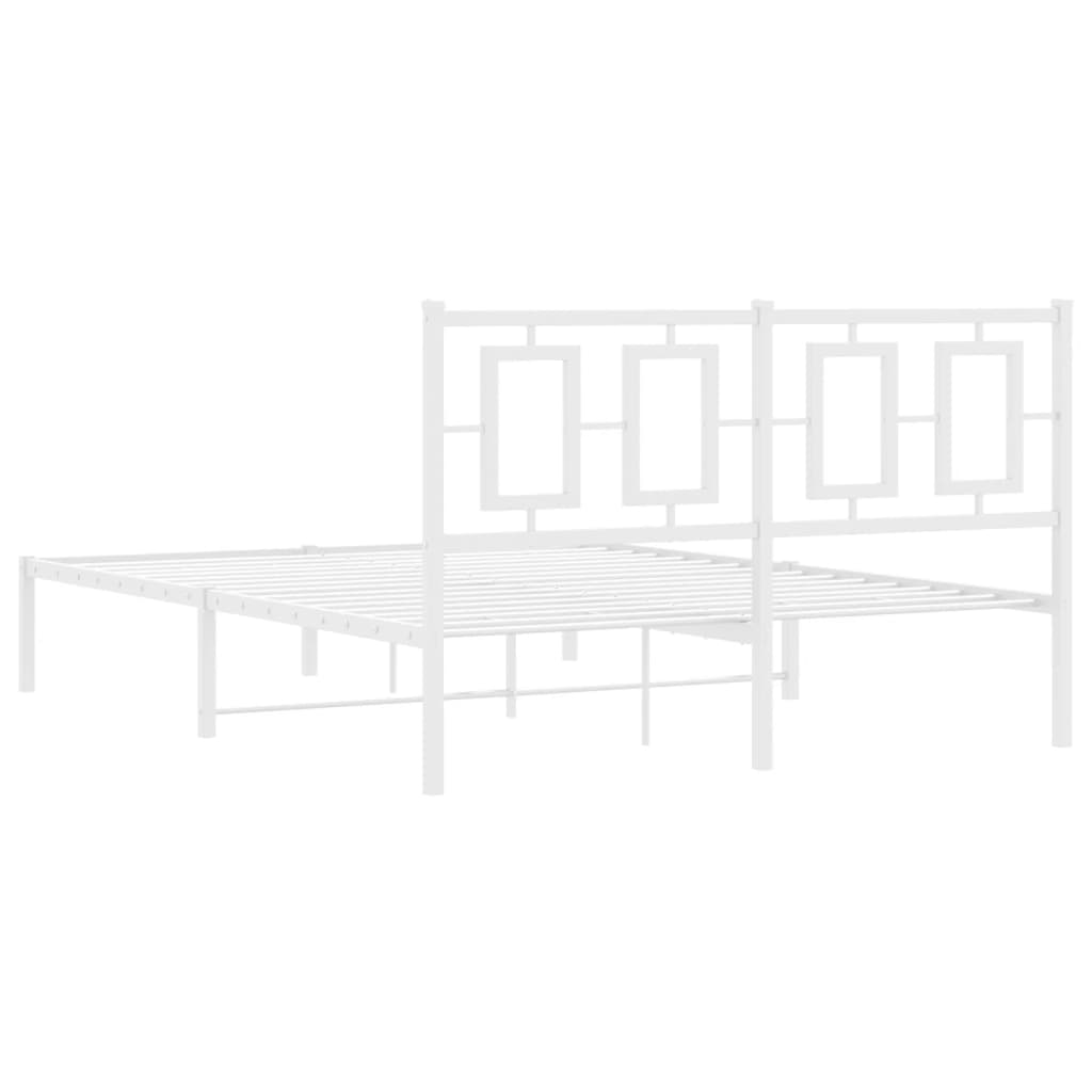 vidaXL Metalowa rama łóżka z wezgłowiem biała, 140x200 cm