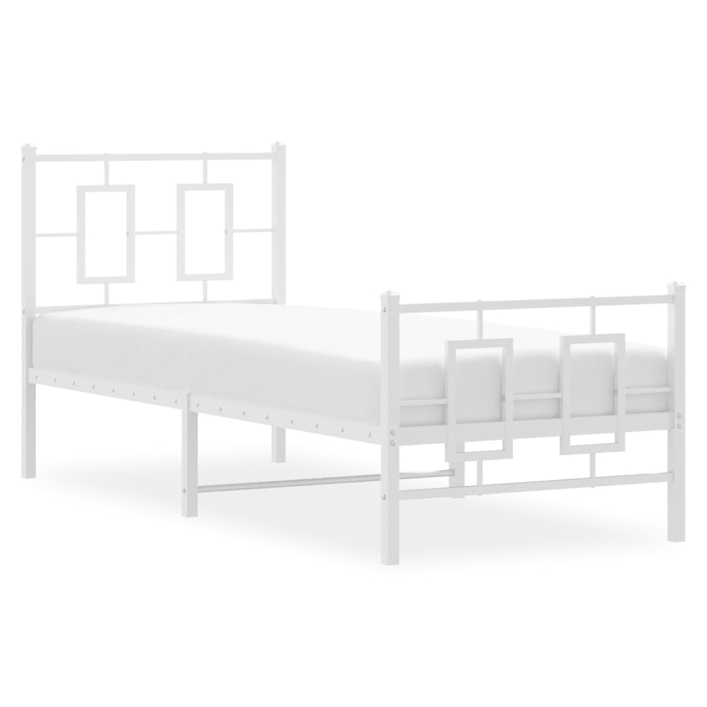 vidaXL Metalowa rama łóżka z wezgłowiem i zanóżkiem, biała, 80x200 cm