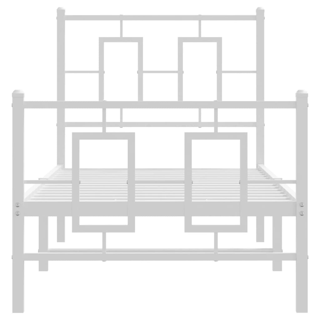 vidaXL Metalowa rama łóżka z wezgłowiem i zanóżkiem, biała, 80x200 cm