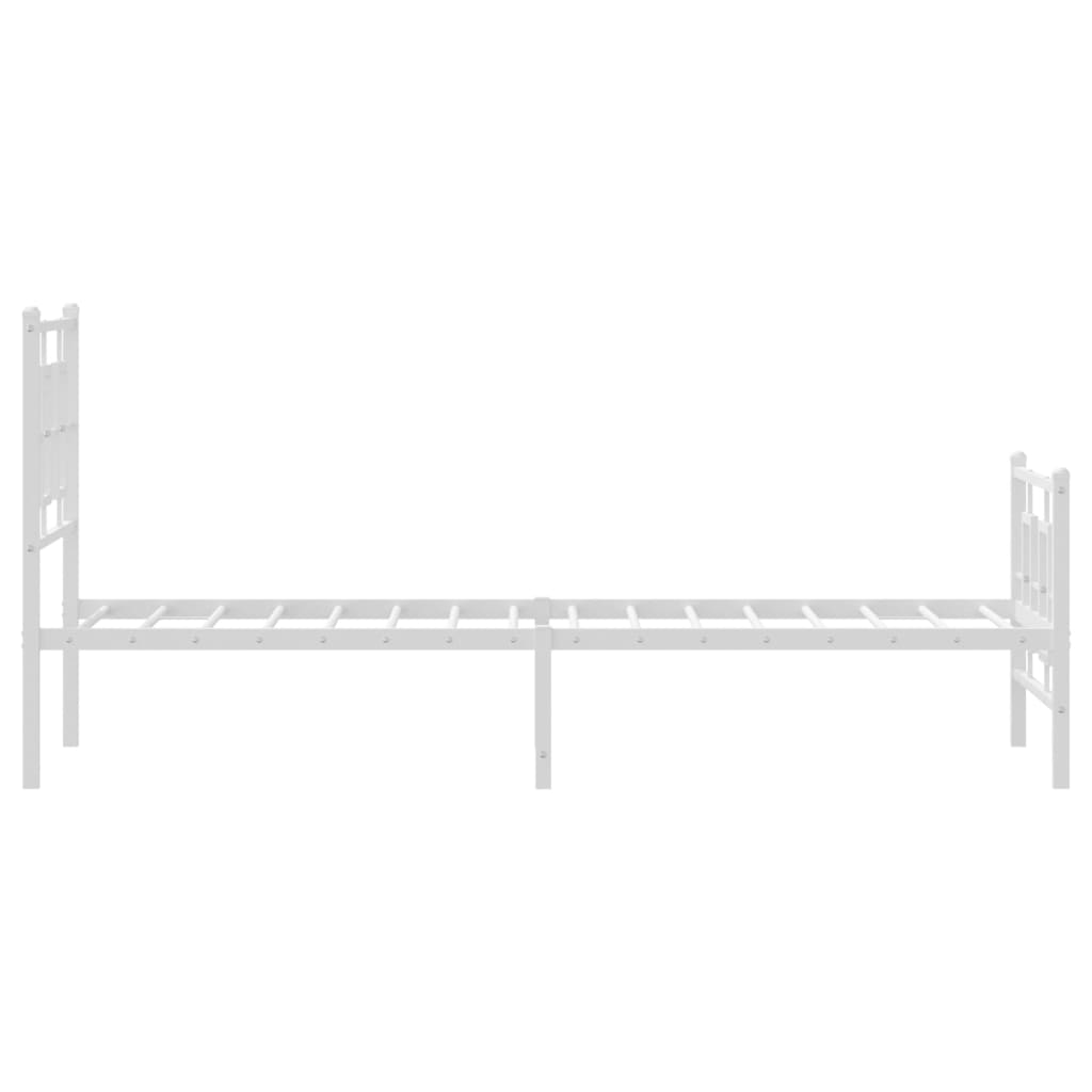 vidaXL Metalowa rama łóżka z wezgłowiem i zanóżkiem, biała, 80x200 cm