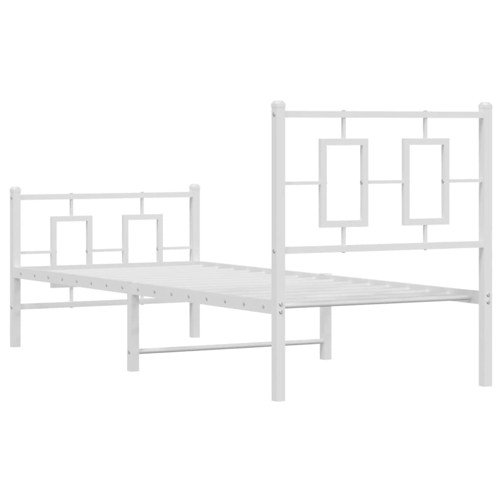 vidaXL Metalowa rama łóżka z wezgłowiem i zanóżkiem, biała, 80x200 cm