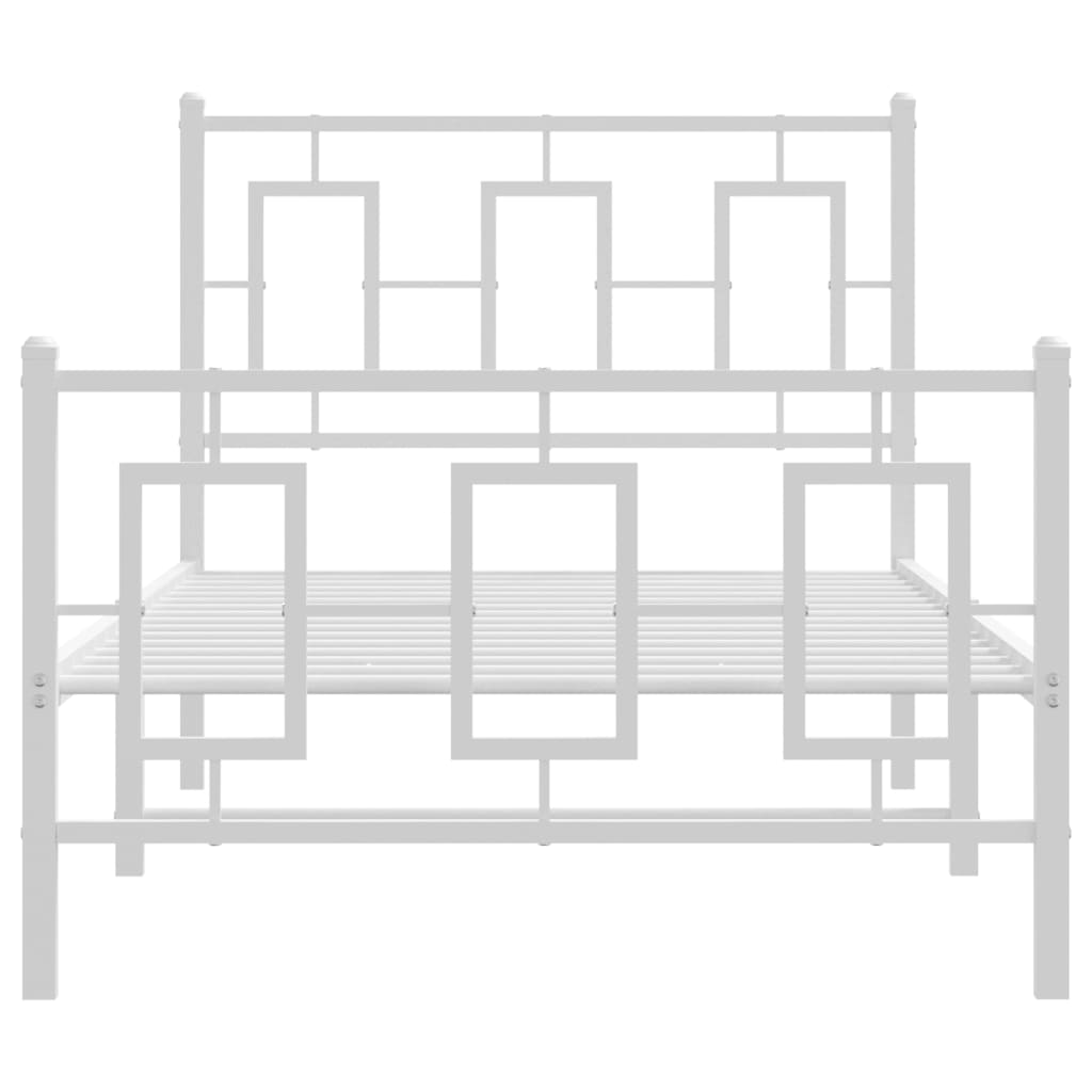 vidaXL Metalowa rama łóżka z wezgłowiem i zanóżkiem, biała, 90x200 cm