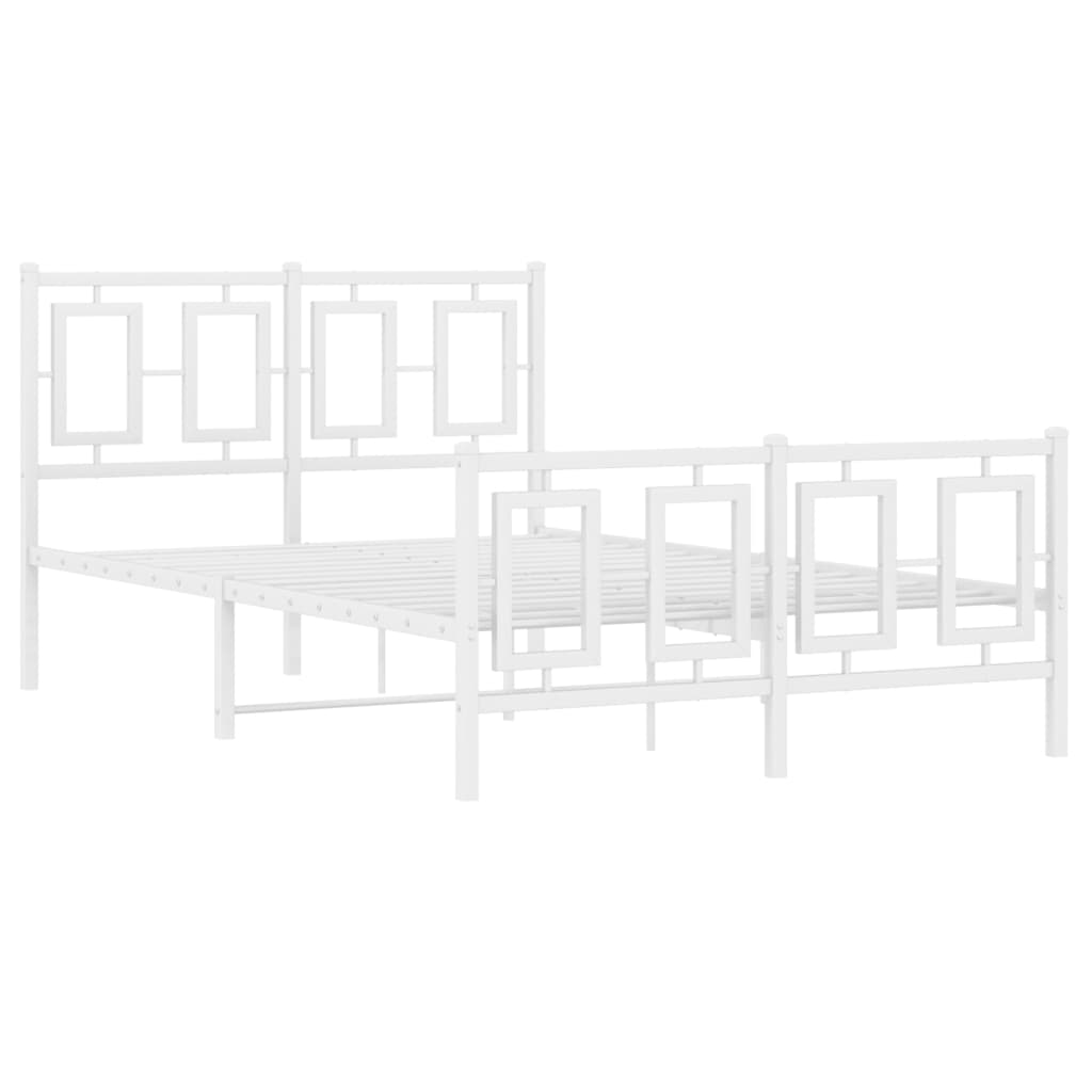 vidaXL Metalowa rama łóżka z wezgłowiem i zanóżkiem, biała, 120x200 cm