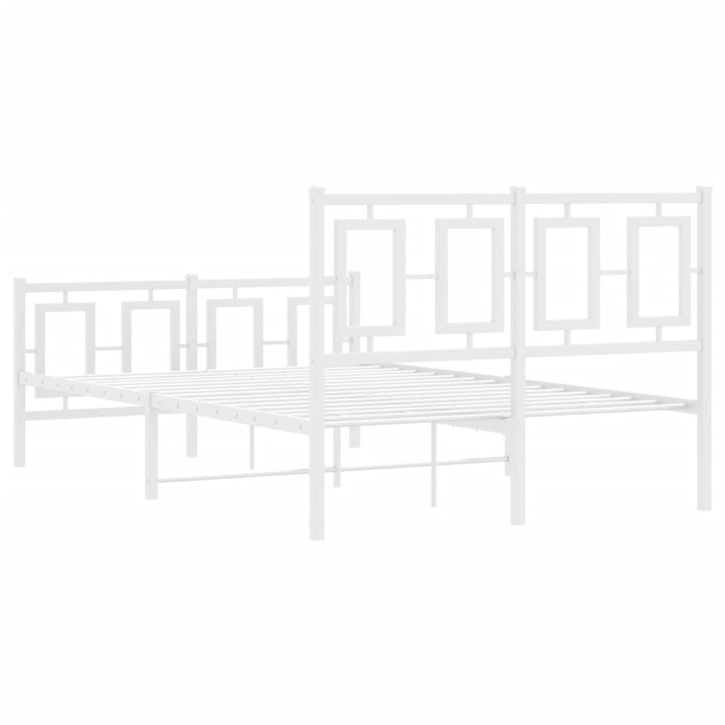 vidaXL Metalowa rama łóżka z wezgłowiem i zanóżkiem, biała, 120x200 cm