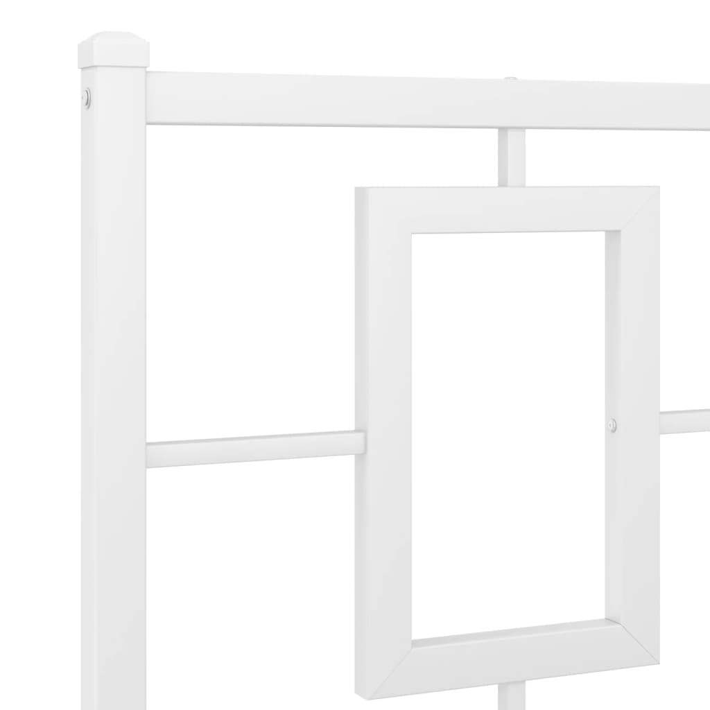 vidaXL Metalowa rama łóżka z wezgłowiem i zanóżkiem, biała, 120x200 cm