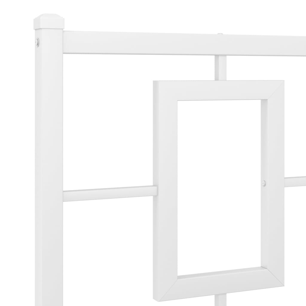vidaXL Metalowa rama łóżka z wezgłowiem i zanóżkiem, biała, 135x190 cm