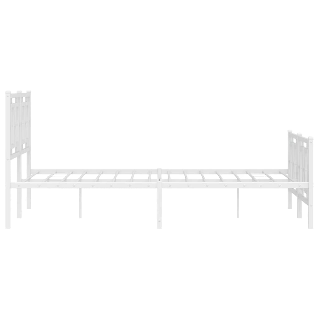 vidaXL Metalowa rama łóżka z wezgłowiem i zanóżkiem, biała, 140x190 cm
