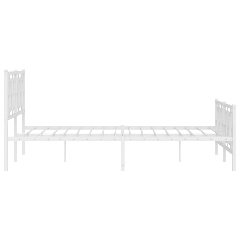 vidaXL Metalowa rama łóżka z wezgłowiem i zanóżkiem, biała, 150x200 cm