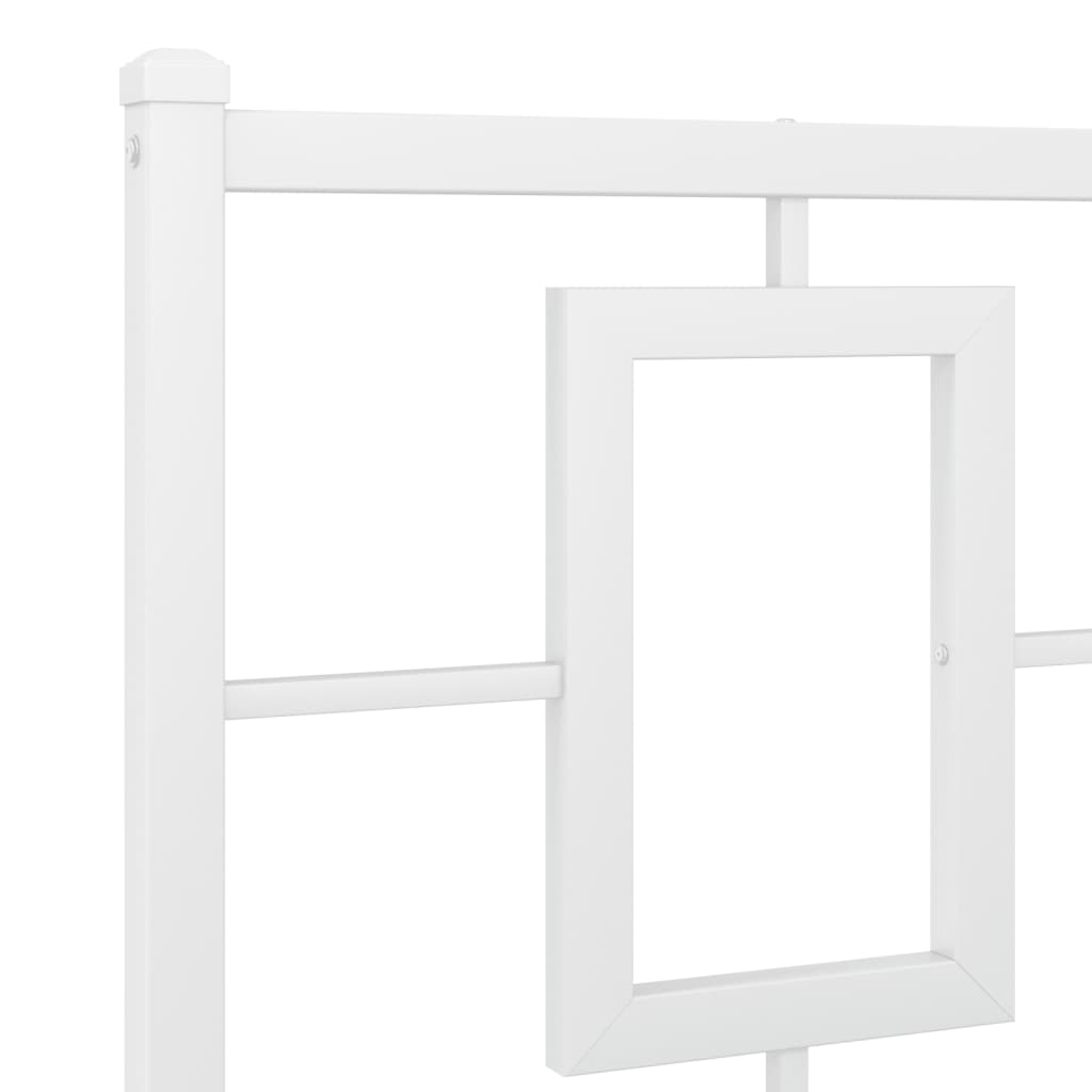 vidaXL Metalowa rama łóżka z wezgłowiem i zanóżkiem, biała, 150x200 cm