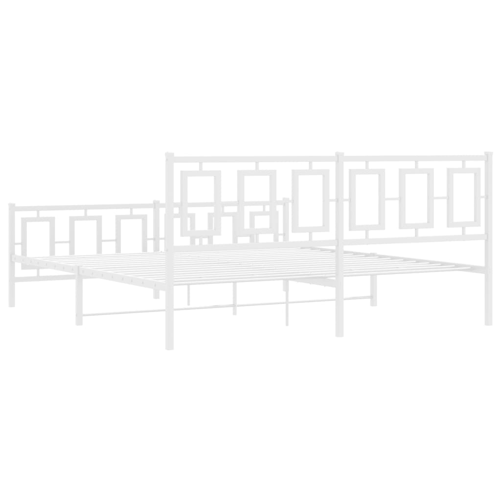 vidaXL Metalowa rama łóżka z wezgłowiem i zanóżkiem, biała, 180x200 cm