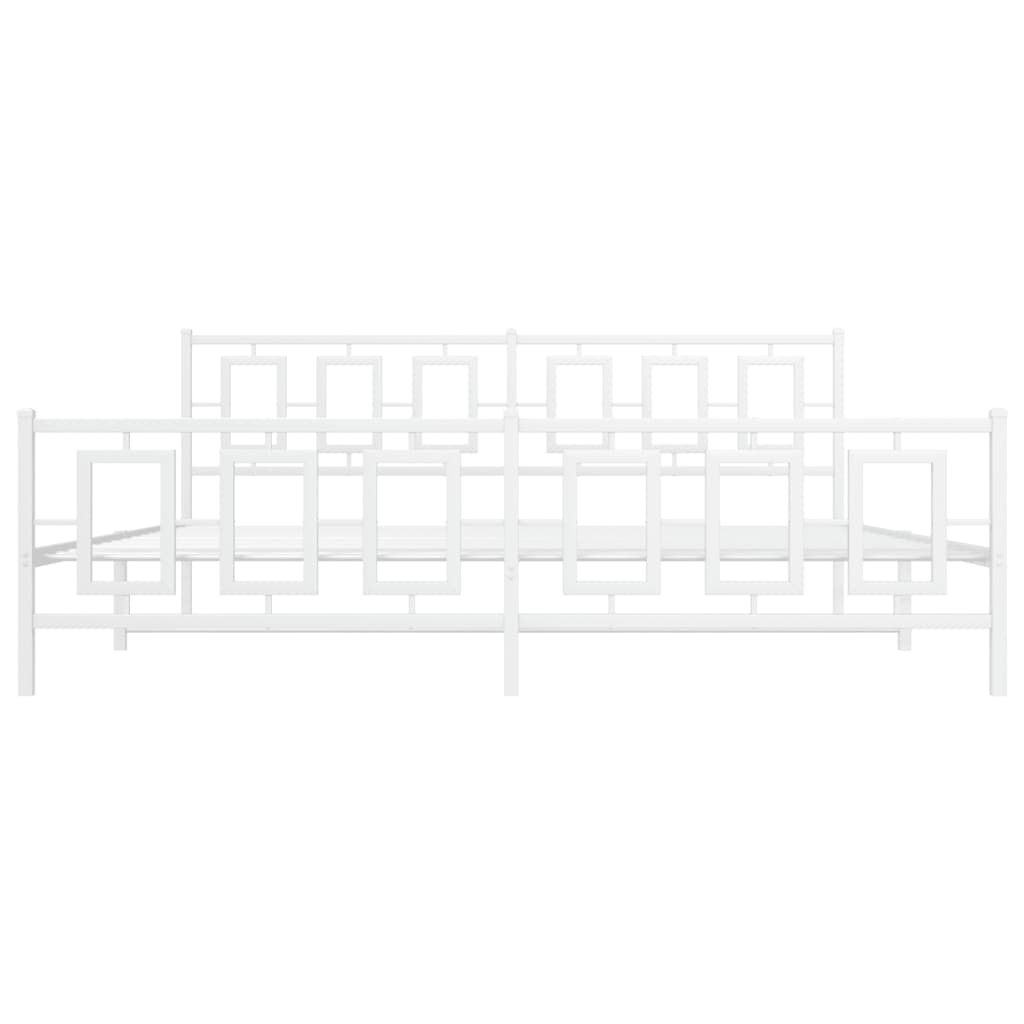 vidaXL Metalowa rama łóżka z wezgłowiem i zanóżkiem, biała, 200x200 cm