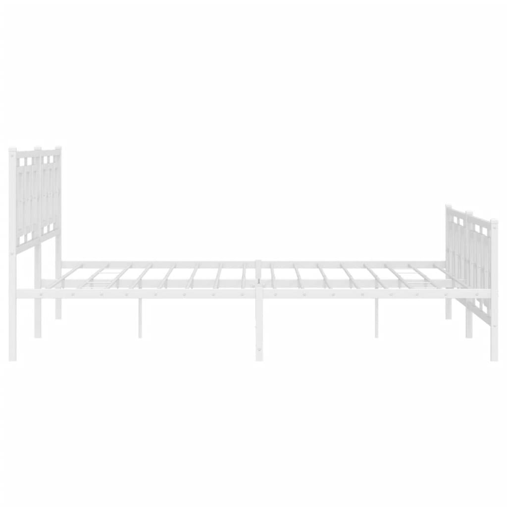 vidaXL Metalowa rama łóżka z wezgłowiem i zanóżkiem, biała, 200x200 cm