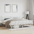 vidaXL Metalowa rama łóżka z wezgłowiem i zanóżkiem, biała, 200x200 cm