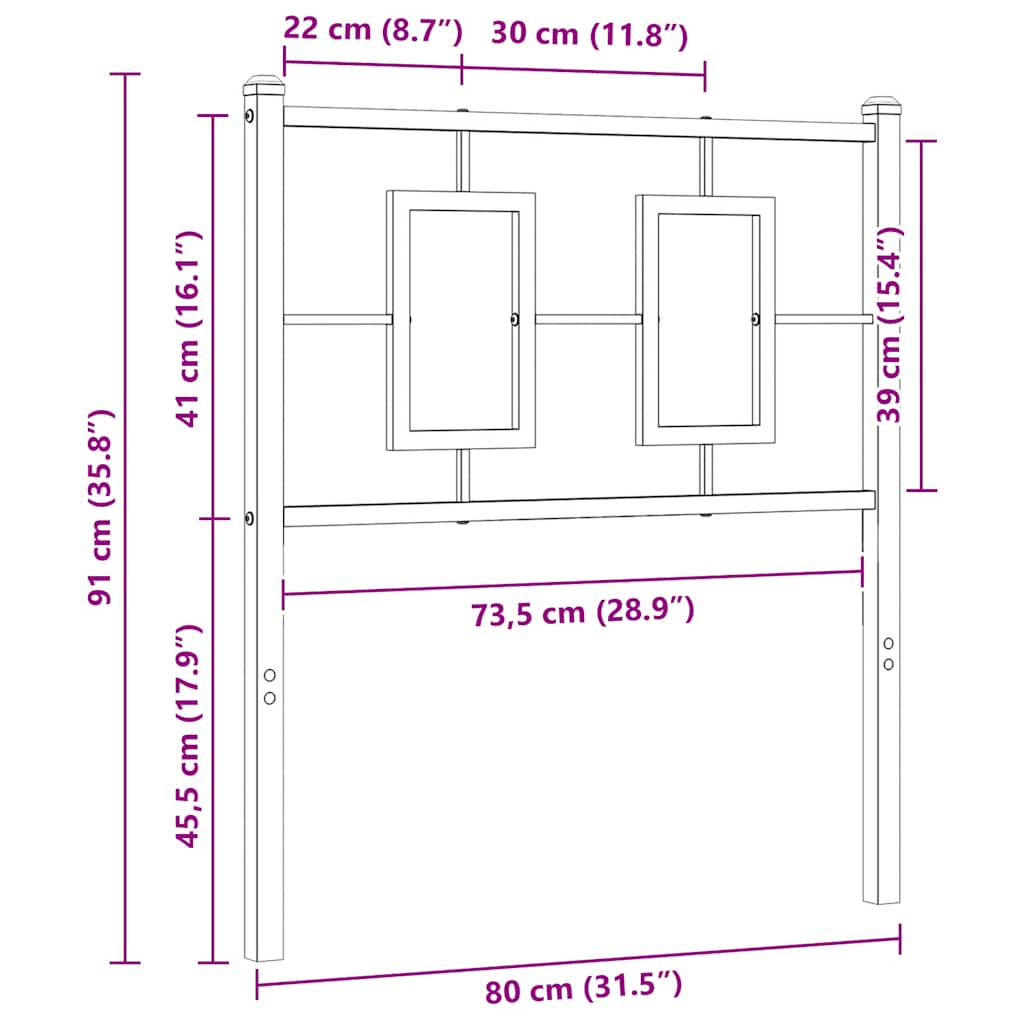 vidaXL Metalowe wymienne wezgłowie, białe, 75 cm