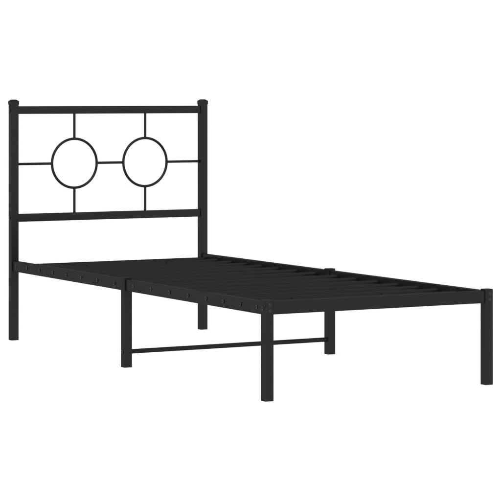 vidaXL Metalowa rama łóżka z wezgłowiem, czarna, 80x200 cm